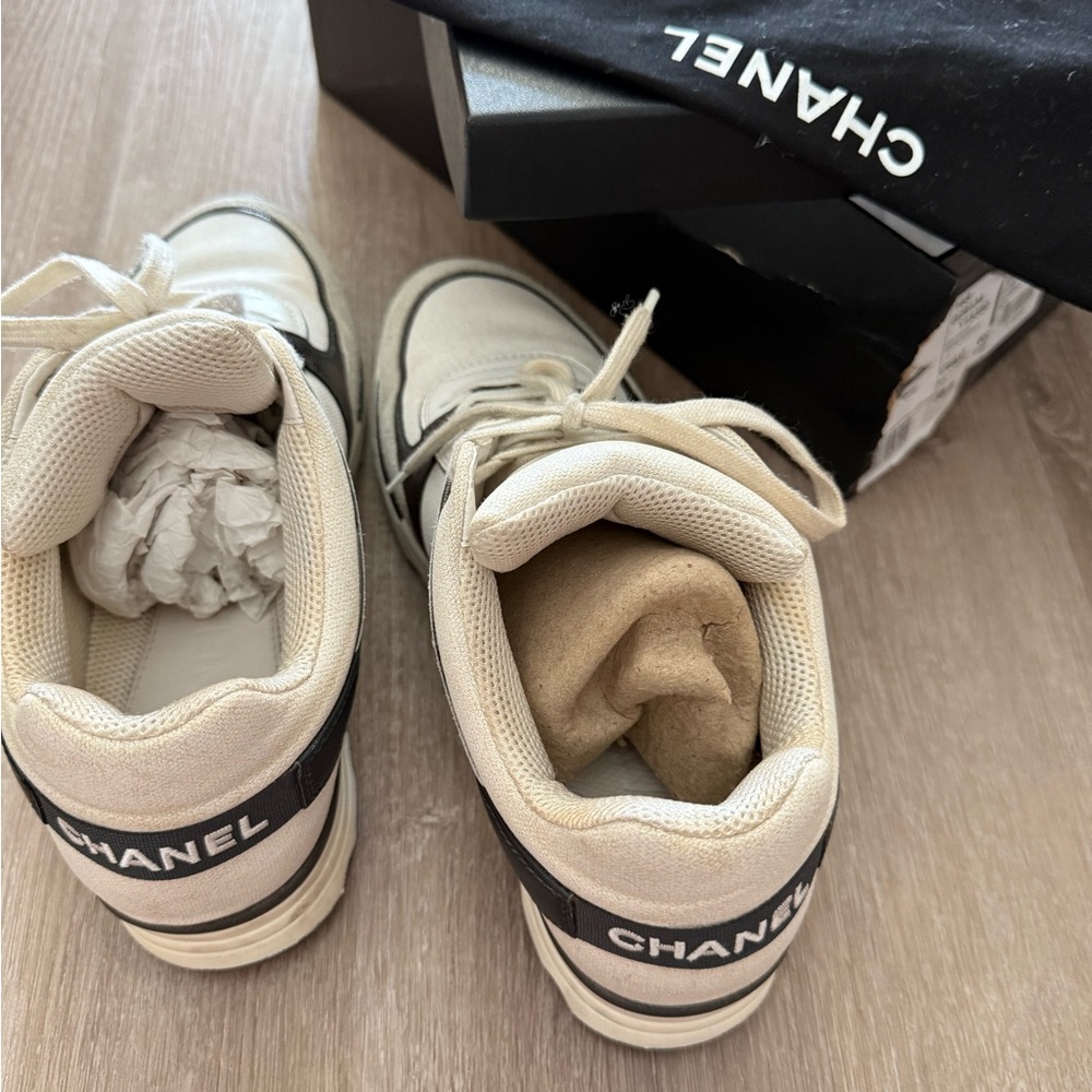 Chanel White and Black Sneakers - Picture 8 of 9